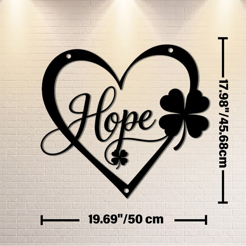 Buddha Stones Metal Hope Heart Lucky Clover Meaningful Symbols Wall Art - Approx. 50cm x 50cm x 0.12cm / 19.69in x 19.69in x 0.05in - image 11