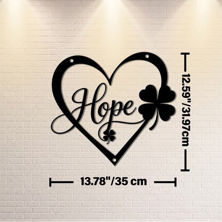 Buddha Stones Metal Hope Heart Lucky Clover Meaningful Symbols Wall Art - Approx. 35cm x 35cm x 0.1cm / 13.78in x 13.78in x 0.04in - image 7