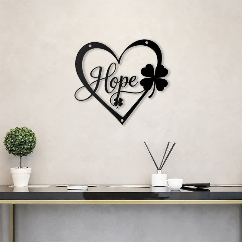 Buddha Stones Metal Hope Heart Lucky Clover Meaningful Symbols Wall Art - image 13