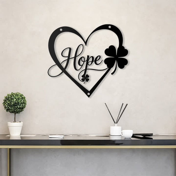 Buddha Stones Metal Hope Heart Lucky Clover Meaningful Symbols Wall Art - image 16