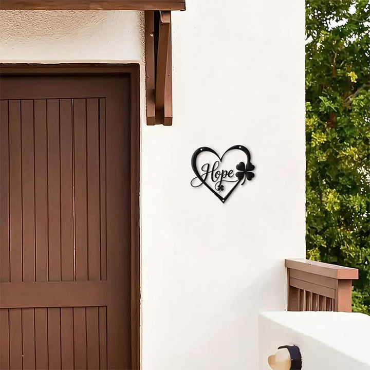 Buddha Stones Metal Hope Heart Lucky Clover Meaningful Symbols Wall Art - image 3