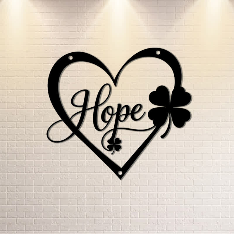 Buddha Stones Metal Hope Heart Lucky Clover Meaningful Symbols Wall Art - image 0