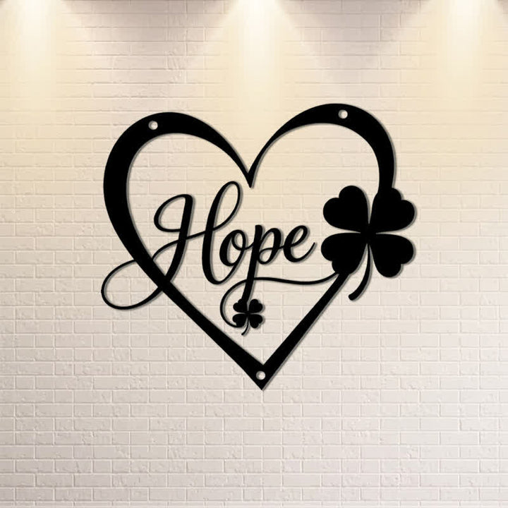 Buddha Stones Metal Hope Heart Lucky Clover Meaningful Symbols Wall Art - image 0