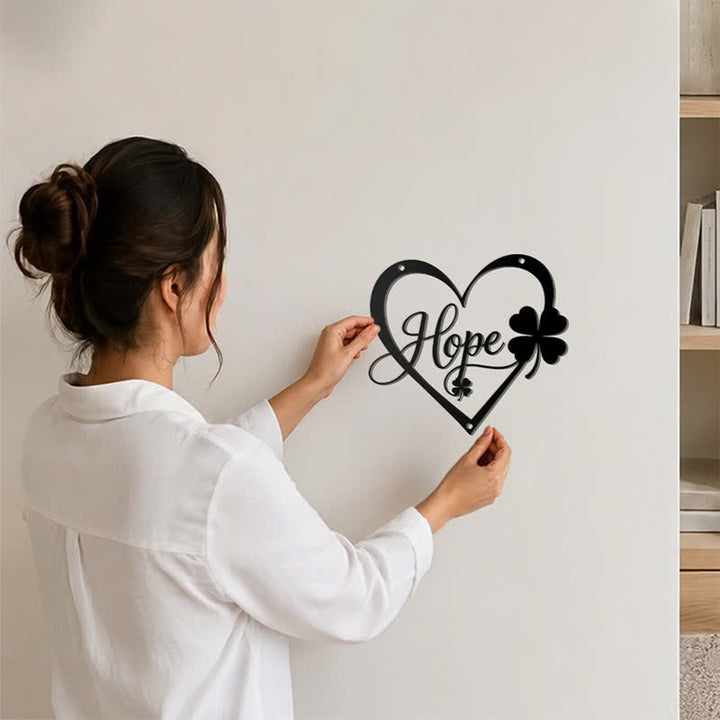 Buddha Stones Metal Hope Heart Lucky Clover Meaningful Symbols Wall Art - image 6