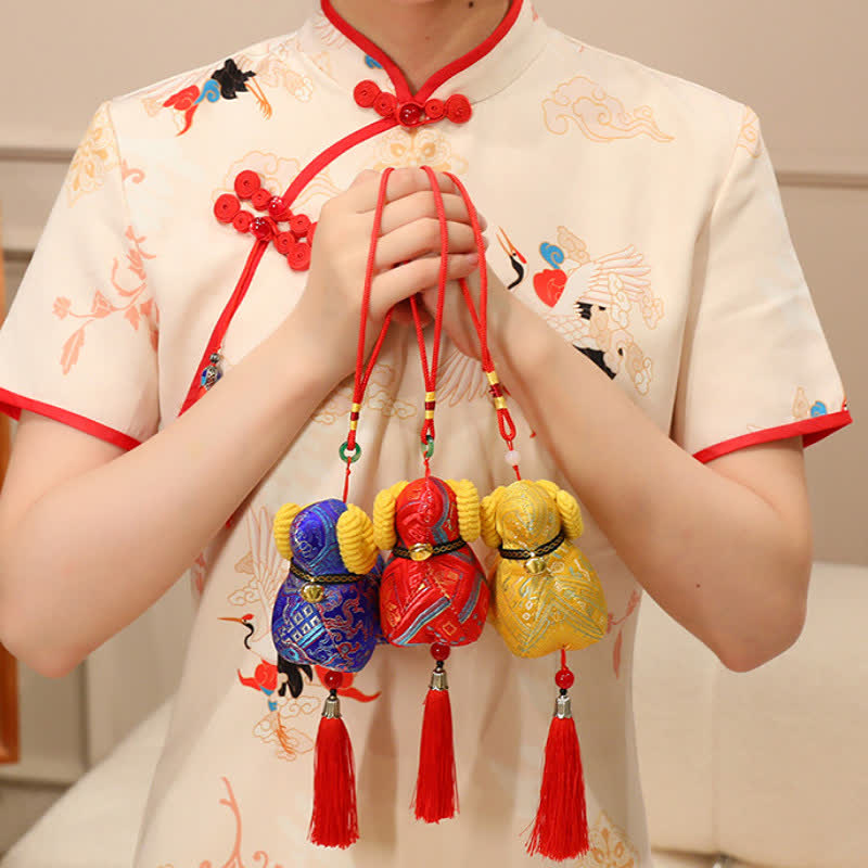 Buddha Stones Year of the Goat Song Brocade Sheep Lucky Tassel Hanging Cute Animal Decor - image 0