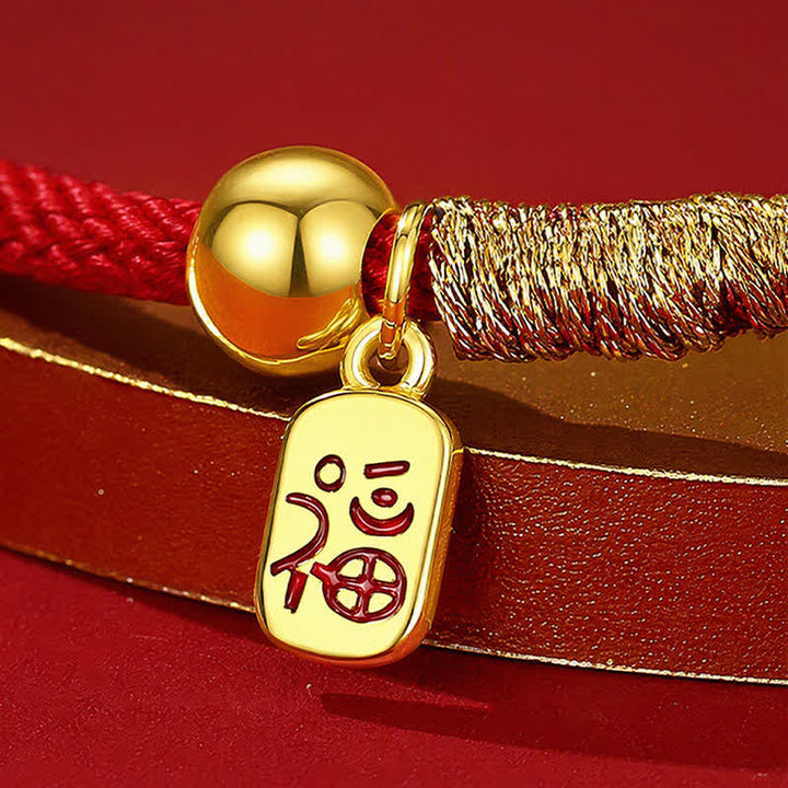 Buddha Stones Year of the Goat 925 Sterling Silver Sheep Ram Braided Red String Fu Character Charm Bracelet - image 8