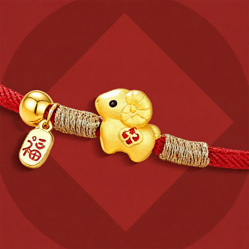 Buddha Stones Year of the Goat 925 Sterling Silver Sheep Ram Braided Red String Fu Character Charm Bracelet - image 4