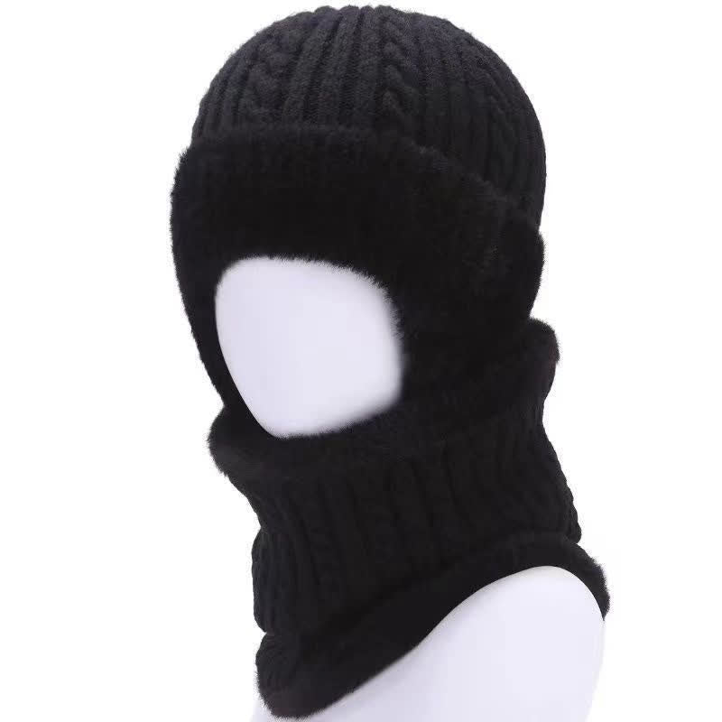 Buddha Stones Winter Ribbed Knit Plush Trim Balaclava Men's Hat - Black - image 10