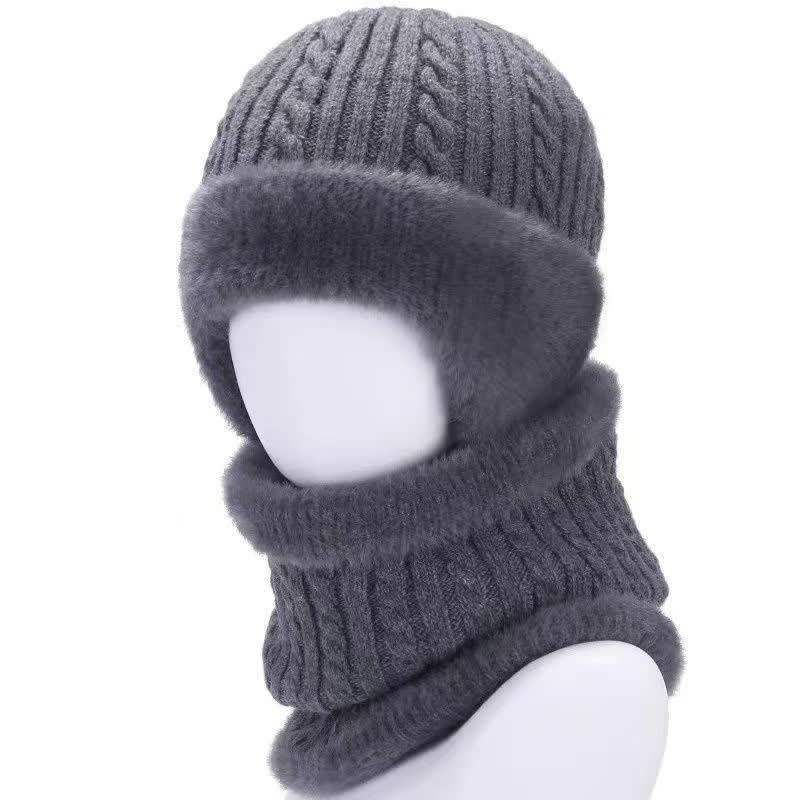 Buddha Stones Winter Ribbed Knit Plush Trim Balaclava Men's Hat - DimGray - image 2