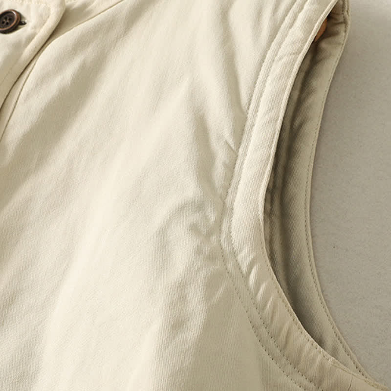 Buddha Stones Fall Winter Casual Button-Up Solid Tank Top Women's Vest With Pockets - image 7