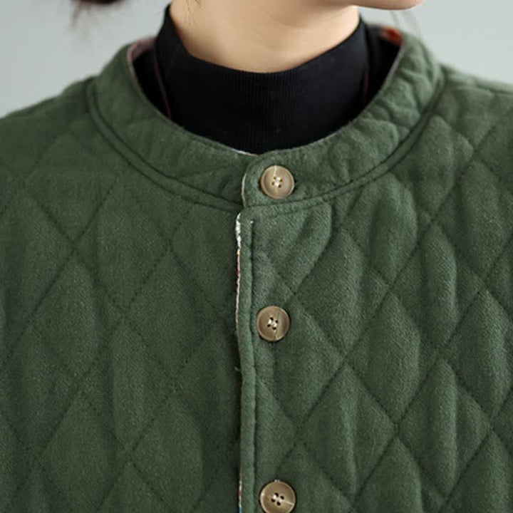 Buddha Stones Fall Winter Vintage Casual Button-Up Floral Patchwork Reversible Design Women's Jacket With Pockets - image 9