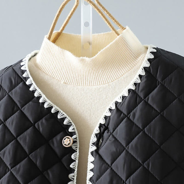 Buddha Stones Winter Casual Vintage Button-Up Geometric Rhombus Design Women's Jacket With Pockets - image 12