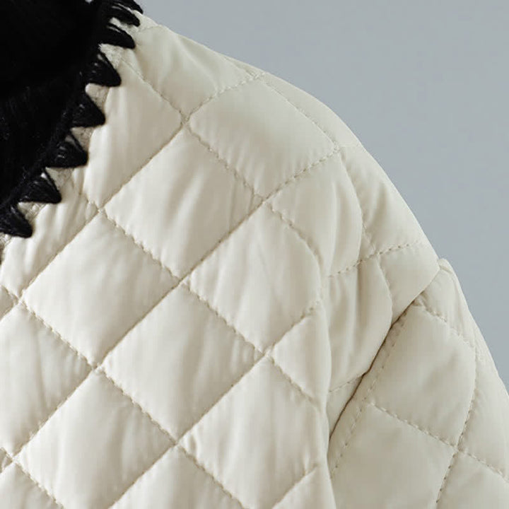 Buddha Stones Winter Casual Vintage Button-Up Geometric Rhombus Design Women's Jacket With Pockets - image 4