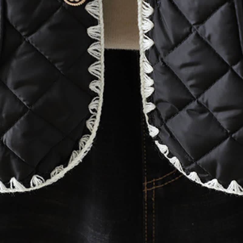 Buddha Stones Winter Casual Vintage Button-Up Geometric Rhombus Design Women's Jacket With Pockets - image 14