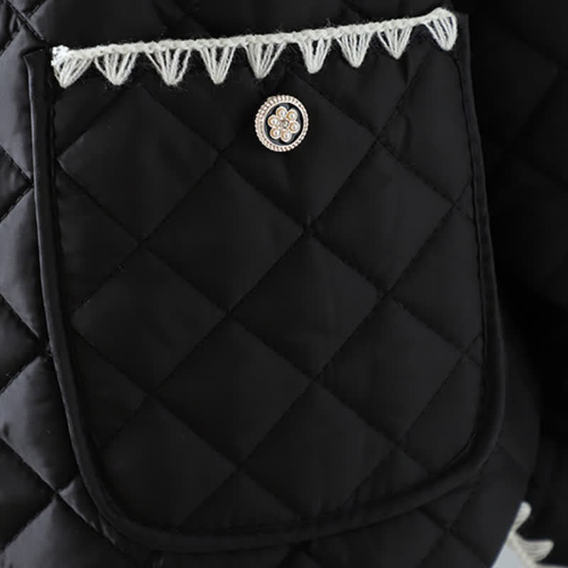 Buddha Stones Winter Casual Vintage Button-Up Geometric Rhombus Design Women's Jacket With Pockets - image 15