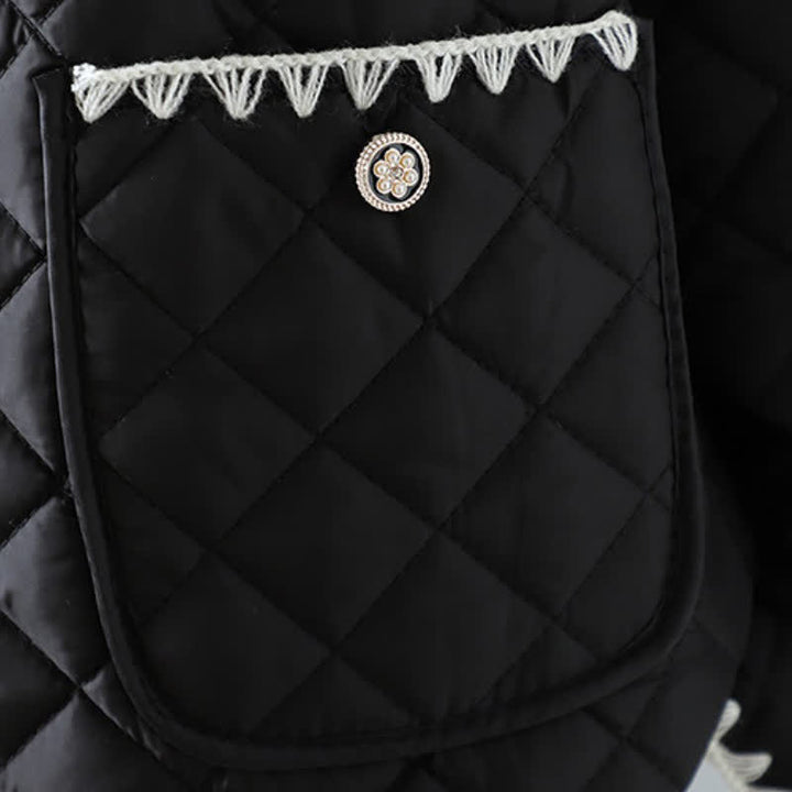 Buddha Stones Winter Casual Vintage Button-Up Geometric Rhombus Design Women's Jacket With Pockets - image 15