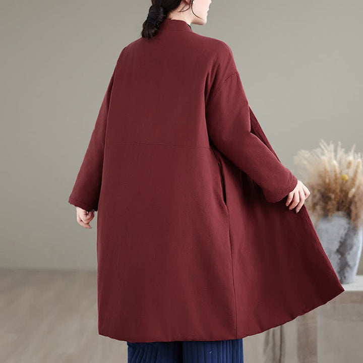 Buddha Stones Winter Casual Minimalist Drawstring Solid Women's Coat With Pockets - image 4