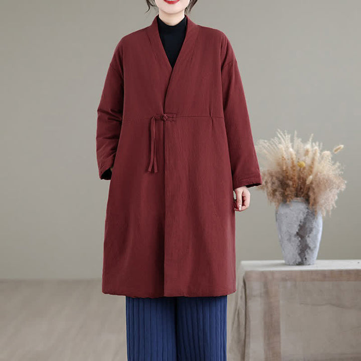 Buddha Stones Winter Casual Minimalist Drawstring Solid Women's Coat With Pockets - image 3
