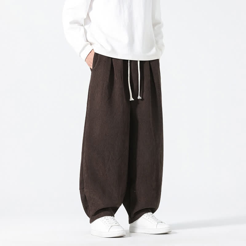 Buddha Stones Fall Winter Casual Minimalist Drawstring Solid Ankle Pants Men's Straight Leg Pants With Pockets - image 2
