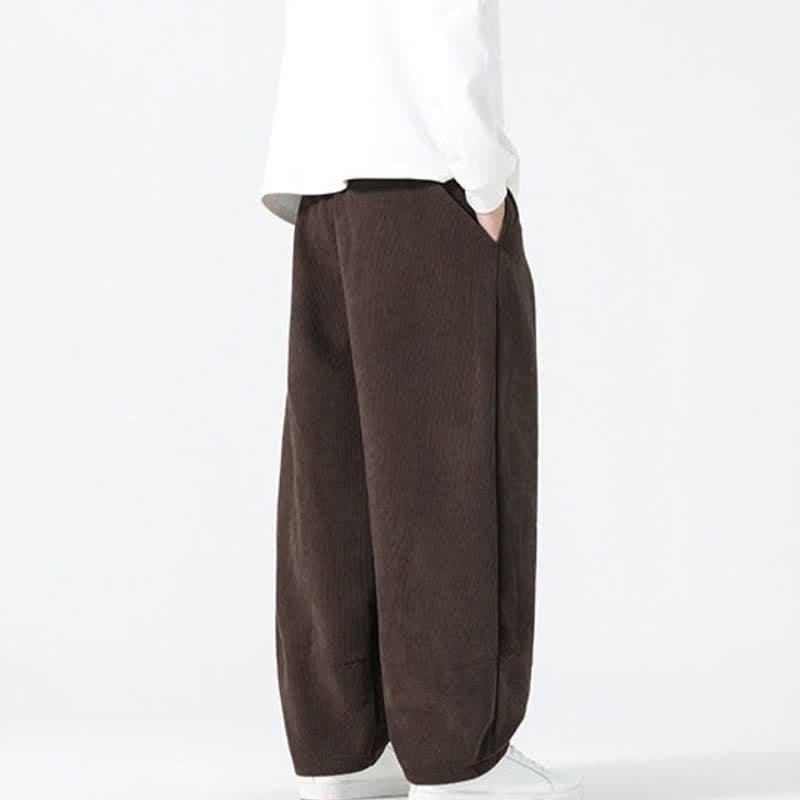 Buddha Stones Fall Winter Casual Minimalist Drawstring Solid Ankle Pants Men's Straight Leg Pants With Pockets - image 4