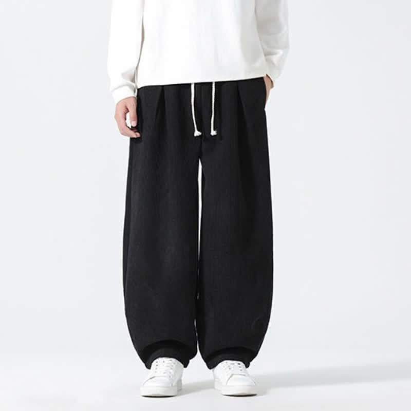 Buddha Stones Fall Winter Casual Minimalist Drawstring Solid Ankle Pants Men's Straight Leg Pants With Pockets - image 11