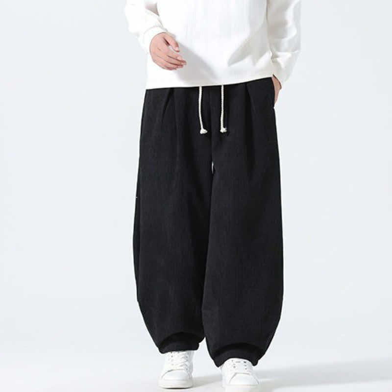 Buddha Stones Fall Winter Casual Minimalist Drawstring Solid Ankle Pants Men's Straight Leg Pants With Pockets - image 9