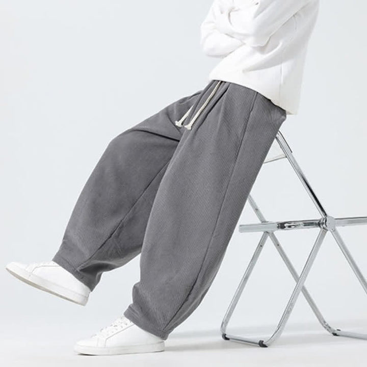 Buddha Stones Fall Winter Casual Minimalist Drawstring Solid Ankle Pants Men's Straight Leg Pants With Pockets - image 16