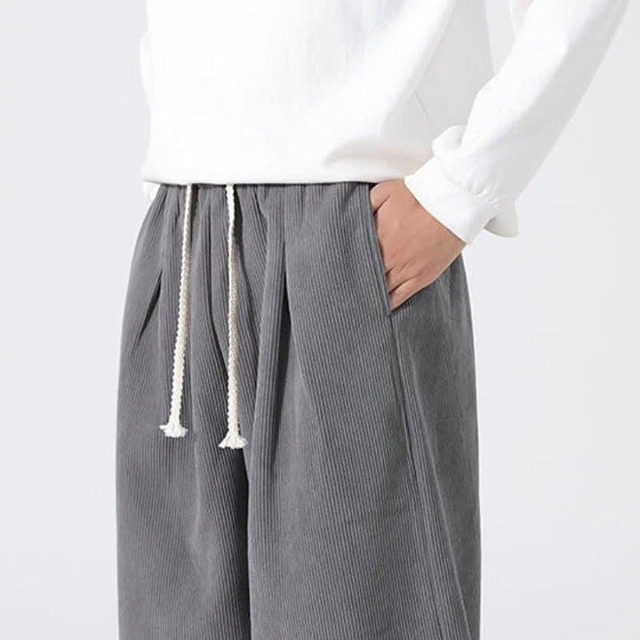 Buddha Stones Fall Winter Casual Minimalist Drawstring Solid Ankle Pants Men's Straight Leg Pants With Pockets - image 18