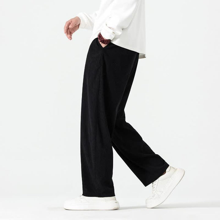Buddha Stones Fall Winter Casual Boho Drawstring Solid Ankle Pants Corduroy Men's Straight Leg Pants With Pockets - image 14