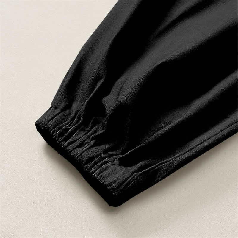 Buddha Stones Pure Cotton Moon Phase Sun Pattern Drawstring Men's Harem Pants With Pockets - image 4
