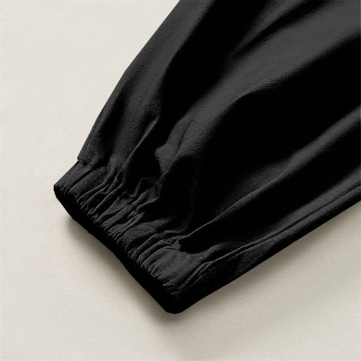 Buddha Stones Pure Cotton Moon Phase Sun Pattern Drawstring Men's Harem Pants With Pockets - image 4