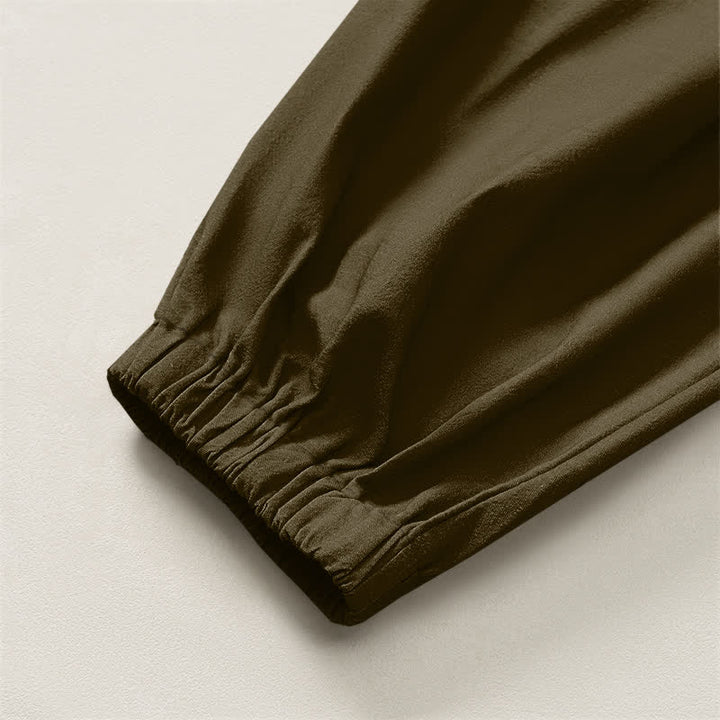 Buddha Stones Pure Cotton Auspicious Cloud Pine Pattern Drawstring Men's Harem Pants With Pockets - image 10