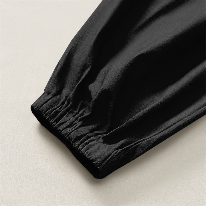 Buddha Stones Pure Cotton Bamboo Branch Pattern Drawstring Men's Harem Pants With Pockets - image 4