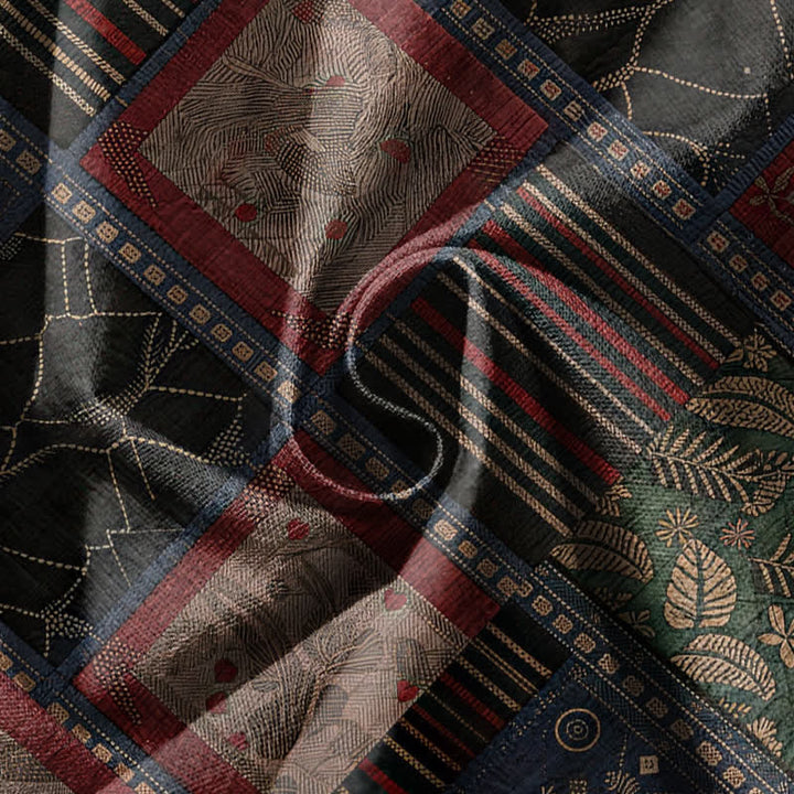 Buddha Stones Pure Cotton Geometric Plaid Pattern Drawstring Men's Harem Pants With Pockets - image 5