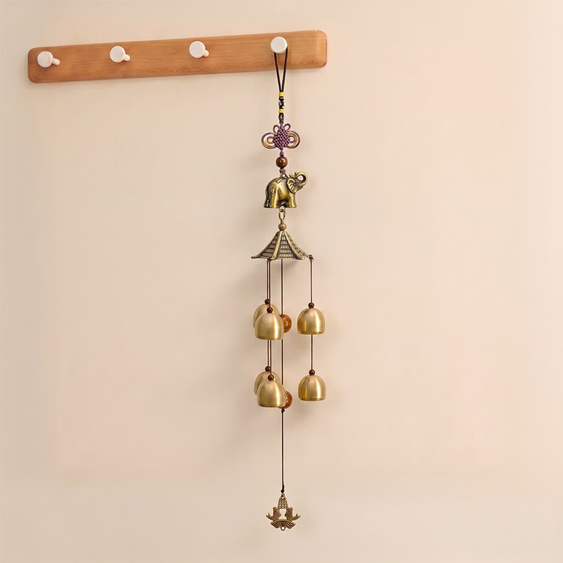 Buddha Stones Copper Pagoda Elephant Koi Fish Fu Character Luck Bells & Chimes - Elephant - image 1