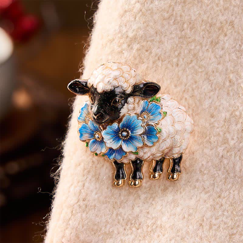 Buddha Stones Year of the Goat Copper Vintage Ram Floral Energy Statement Brooch - image 14
