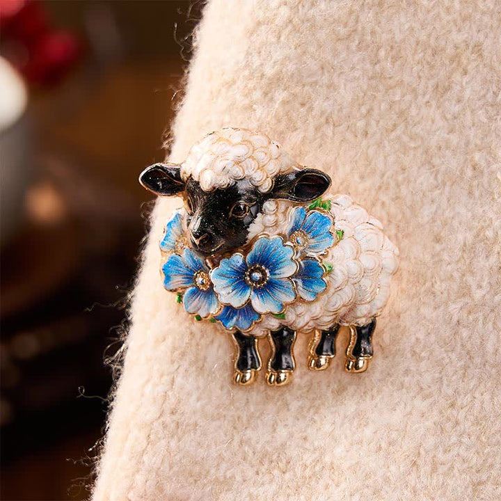 Buddha Stones Year of the Goat Copper Vintage Ram Floral Energy Statement Brooch - image 14