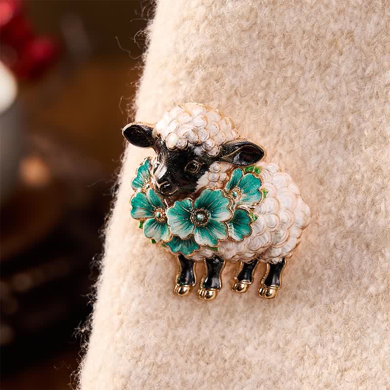 Buddha Stones Year of the Goat Copper Vintage Ram Floral Energy Statement Brooch - image 10