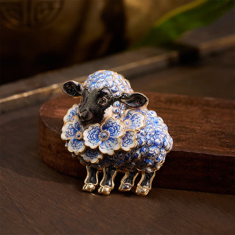 Buddha Stones Year of the Goat Copper Vintage Ram Floral Energy Statement Brooch - image 3