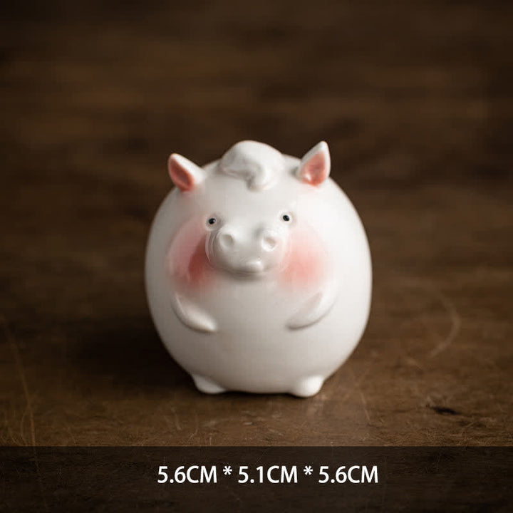 Buddha Stones Ceramic Chinese Zodiac Purity Round Animal Display Cute Animal Decor - Horse - image 15