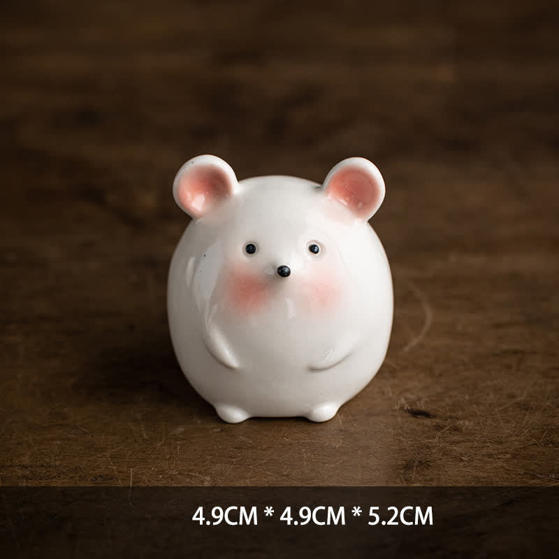 Buddha Stones Ceramic Chinese Zodiac Purity Round Animal Display Cute Animal Decor - Rat - image 1