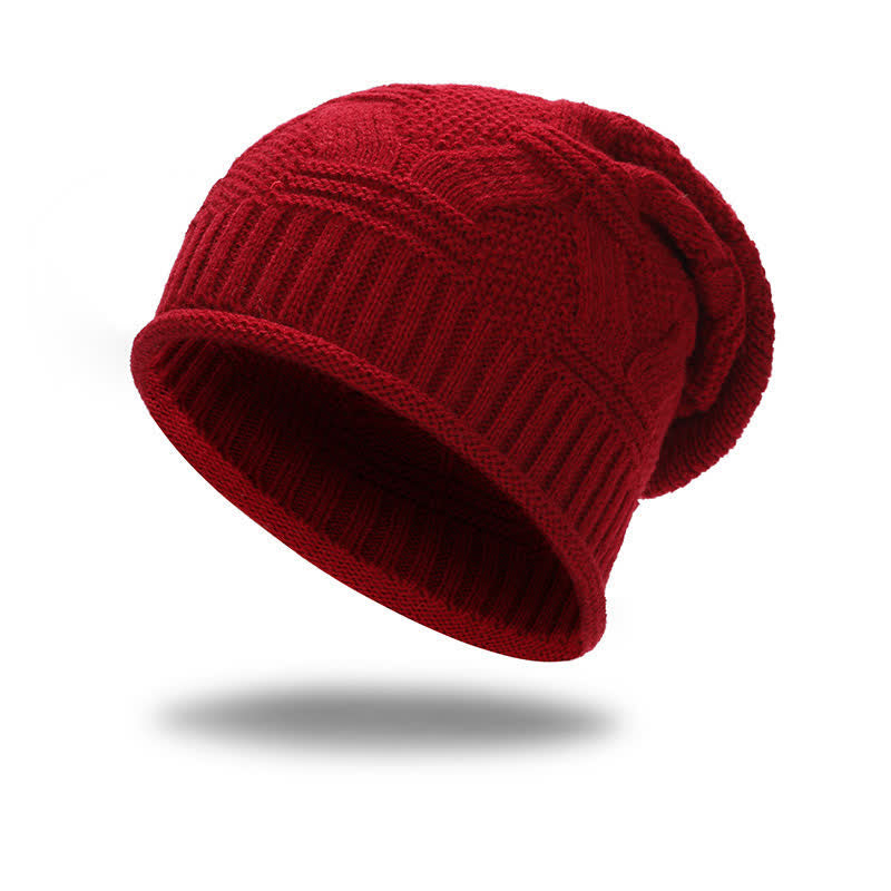 Buddha Stones Fall Winter Soft Ribbed Slouchy Knit Women's Hat - Red - image 3