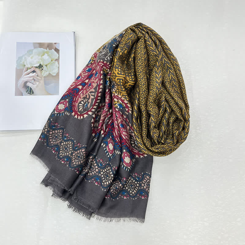 Buddha Stones Spring Fall Ethnic Floral Leaf Print Women's Scarf - image 12