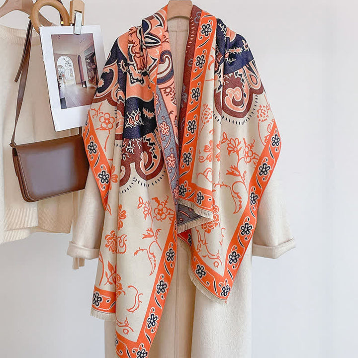 Buddha Stones Fall Winter Vintage Floral Tassel Shawl Style Women's Scarf - image 2