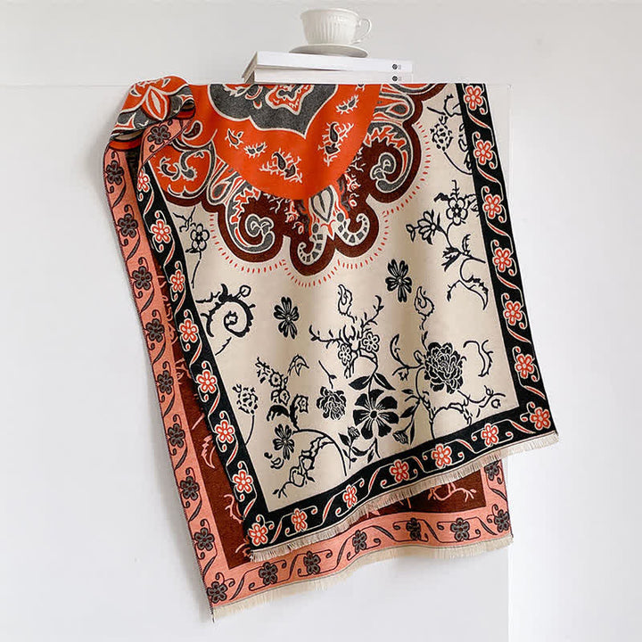 Buddha Stones Fall Winter Vintage Floral Tassel Shawl Style Women's Scarf - image 9