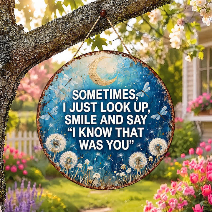 Buddha Stones Moon Dragonfly and Dandelion Intuition Memorial Quote Round Metal Iron Meaningful Symbols Wall Art - image 0