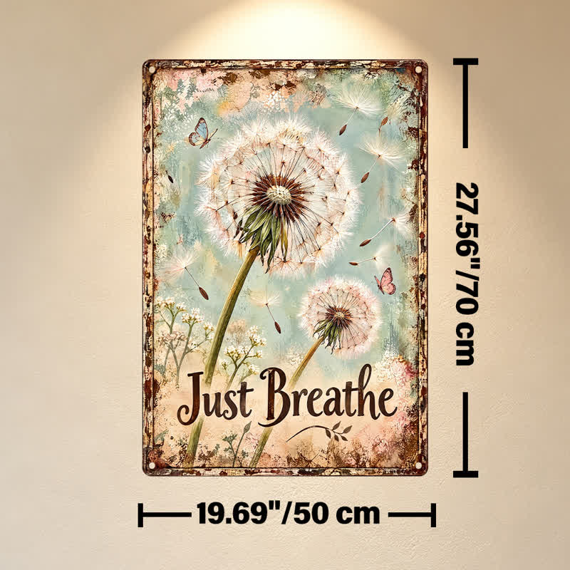Buddha Stones "Just Breathe" Dandelion Rustic Design Hanging Metal Iron Meaningful Symbols Wall Art - Approx. 50cm x 70cm x 0.12cm / 19.69in x 27.56in x 0.05in - image 9