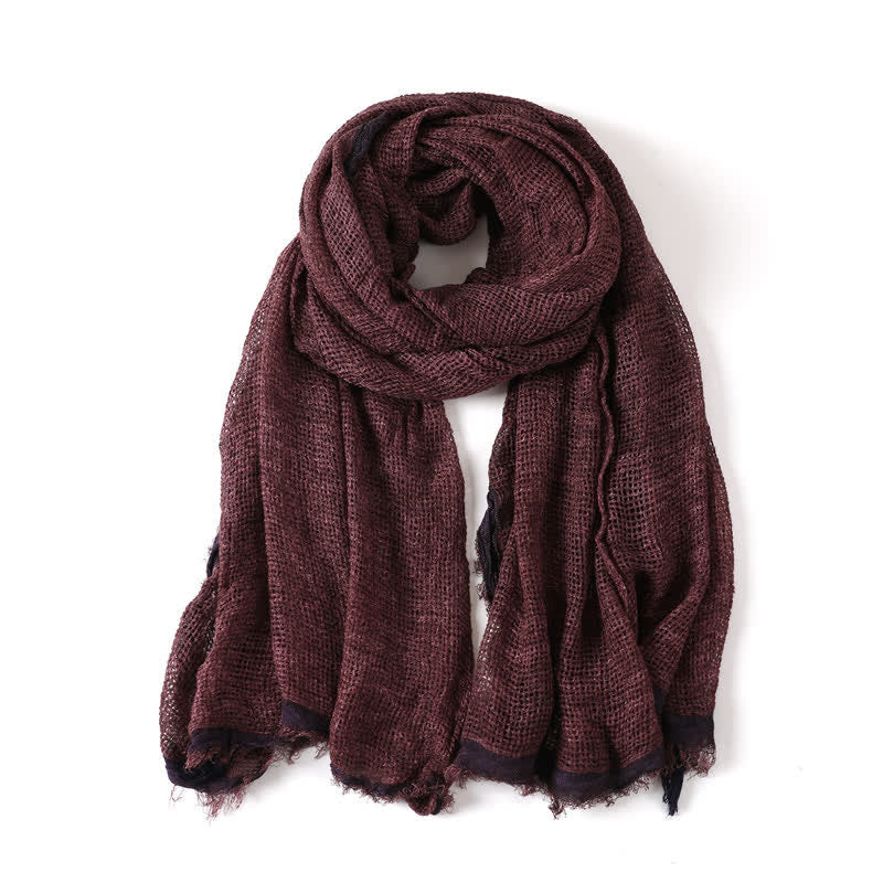 Buddha Stones Fall Simple Solid Tassel Lightweight Women's Scarf - Burgundy - Approx. 190 cm × 80 cm - image 9