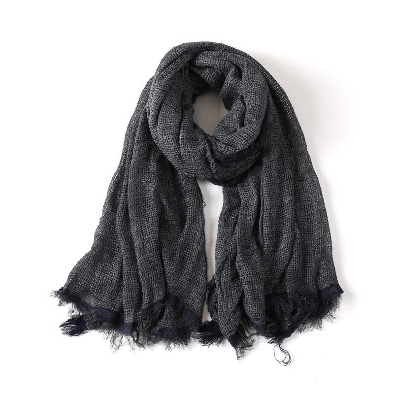 Buddha Stones Fall Simple Solid Tassel Lightweight Women's Scarf - Black - Approx. 190 cm × 80 cm - image 3
