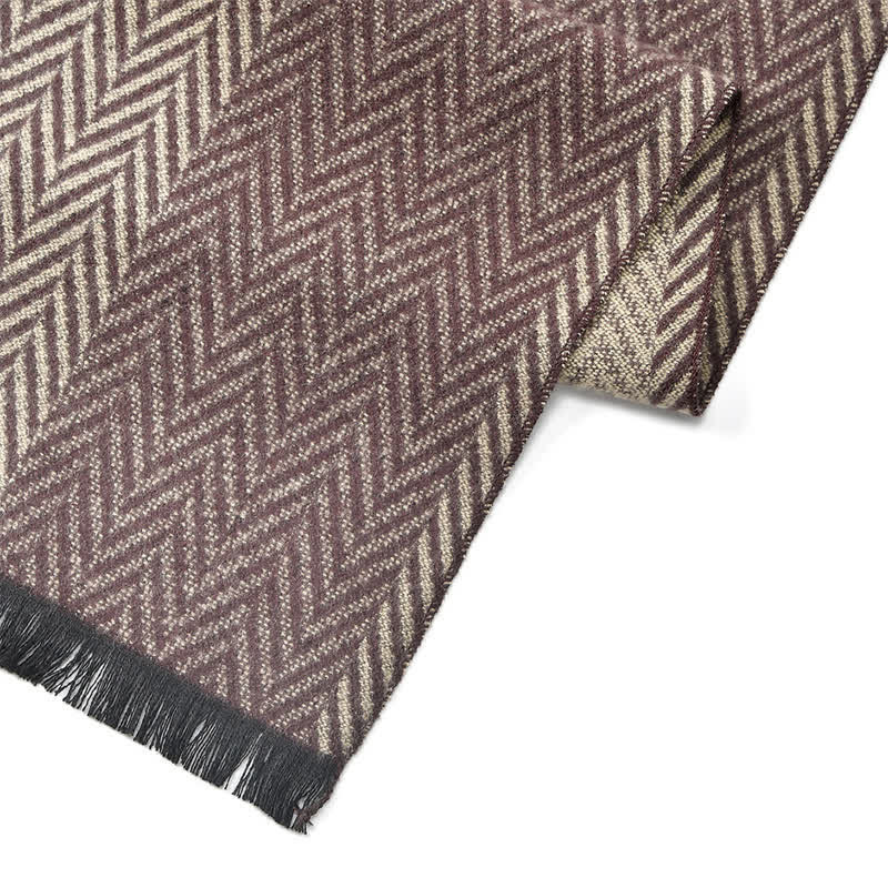 Buddha Stones Fall Winter Herringbone Pattern Tassel Classic Men's Scarf - image 3